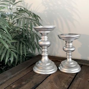 2 pillar candle holders